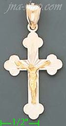 14K Gold Cross Crucifix 3Color Stamped CZ Charm Pendant - Click Image to Close