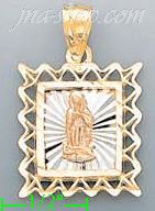 14K Gold Virgin of Guadalupe Stamp Charm Pendant - Click Image to Close