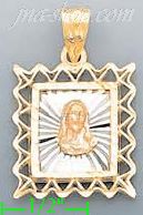 14K Gold Jesus Christ Face Stamp Charm Pendant - Click Image to Close