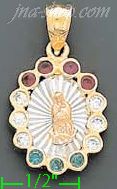 14K Gold Virgin of Guadalupe Stamp Charm Pendant - Click Image to Close