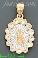 14K Gold Virgin of Guadalupe Stamp Charm Pendant - Click Image to Close