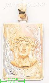 14K Gold Jesus Christ Face 3Color Engraved Charm Pendant - Click Image to Close