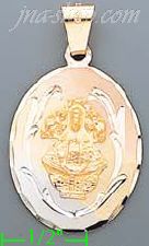 14K Gold Virgin of Guadalupe 3Color Engraved Charm Pendant - Click Image to Close