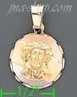 14K Gold Jesus Christ Face 3Color Engraved Charm Pendant - Click Image to Close