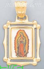 14K Gold Virgin of Guadalupe Picture Charm Pendant - Click Image to Close