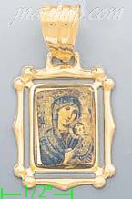 14K Gold Madonna & Child Picture Charm Pendant - Click Image to Close