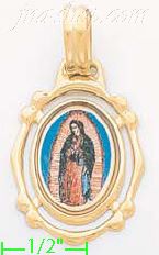 14K Gold Virgin of Guadalupe Picture Charm Pendant - Click Image to Close