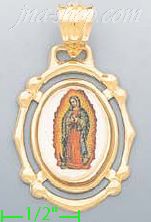 14K Gold Virgin of Guadalupe Picture Charm Pendant - Click Image to Close