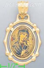 14K Gold Madonna & Child Picture Charm Pendant - Click Image to Close