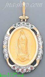 14K Gold Virgin of Guadalupe Onyx Charm Pendant - Click Image to Close