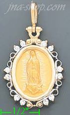 14K Gold Virgin of Guadalupe Onyx Charm Pendant - Click Image to Close