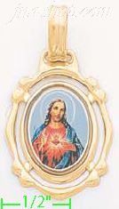 14K Gold Sacred Heart of Jesus Picture Charm Pendant - Click Image to Close