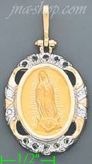 14K Gold Virgin of Guadalupe Onyx Charm Pendant - Click Image to Close