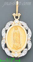 14K Gold Virgin of Guadalupe Onyx Charm Pendant - Click Image to Close