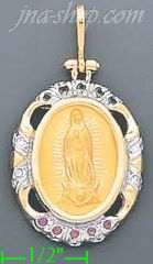 14K Gold Virgin of Guadalupe Onyx Charm Pendant - Click Image to Close