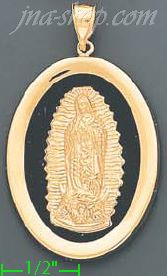 14K Gold Virgin of Guadalupe Onyx Charm Pendant - Click Image to Close