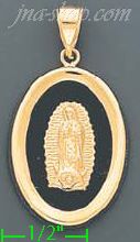 14K Gold Virgin of Guadalupe Onyx Charm Pendant - Click Image to Close