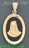 14K Gold Sacred Heart of Jesus Onyx Charm Pendant - Click Image to Close