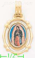 14K Gold Virgin of Guadalupe Picture Charm Pendant - Click Image to Close