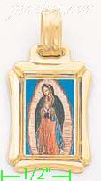 14K Gold Virgin of Guadalupe Picture Charm Pendant - Click Image to Close