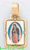 14K Gold Virgin of Guadalupe Picture Charm Pendant - Click Image to Close