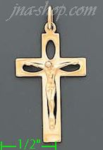 14K Gold Crucifix Italian Cross Charm Pendant - Click Image to Close