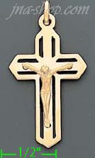 14K Gold Crucifix Italian Cross Charm Pendant - Click Image to Close