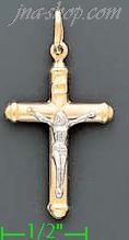 14K Gold Crucifix Italian Cross Charm Pendant - Click Image to Close