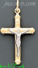 14K Gold Crucifix Italian Cross Charm Pendant - Click Image to Close