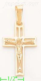 14K Gold Crucifix Italian Cross Charm Pendant - Click Image to Close