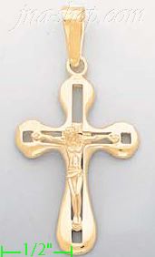 14K Gold Crucifix Italian Cross Charm Pendant - Click Image to Close