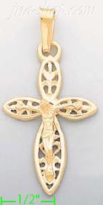 14K Gold Crucifix Italian Cross Charm Pendant - Click Image to Close