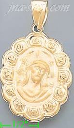 14K Gold Jesus Christ Hollow Charm Pendant - Click Image to Close