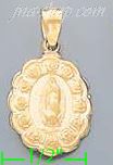 14K Gold Virgin of Guadalupe Hollow Charm Pendant - Click Image to Close