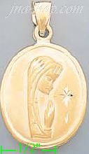 14K Gold Virgin Mary Hollow Charm Pendant - Click Image to Close