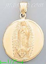 14K Gold Virgin of Guadalupe Hollow Charm Pendant - Click Image to Close