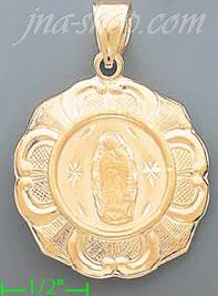 14K Gold Virgin of Guadalupe Hollow Charm Pendant - Click Image to Close