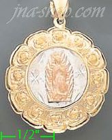 14K Gold Virgin of Guadalupe Hollow Charm Pendant - Click Image to Close