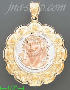 14K Gold Jesus Christ Hollow Charm Pendant - Click Image to Close