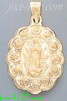 14K Gold Virgin of Guadalupe Hollow Charm Pendant - Click Image to Close