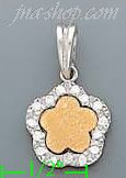 14K Gold CZ Flower Assorted Charm Pendant - Click Image to Close