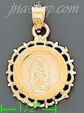 14K Gold Virgin of Guadalupe Round Assorted Charm Pendant - Click Image to Close