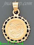 14K Gold Te Amo Heart Round Assorted Charm Pendant - Click Image to Close