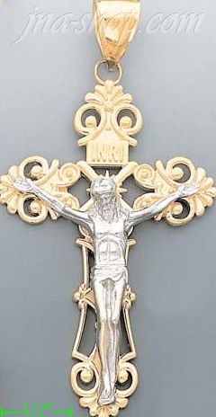 14K Gold Crucifix Cross Charm Pendant - Click Image to Close