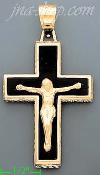 14K Gold Crucifix Cross Charm Pendant - Click Image to Close