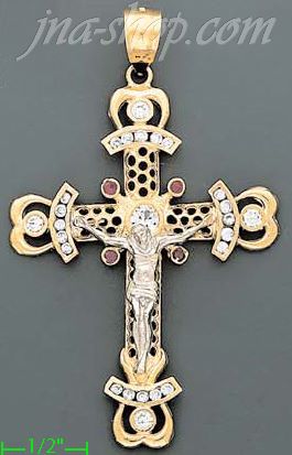 14K Gold Crucifix Cross Charm Pendant - Click Image to Close