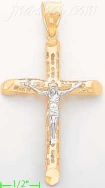 14K Gold Crucifix Cross Charm Pendant - Click Image to Close