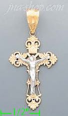 14K Gold Crucifix Cross Charm Pendant - Click Image to Close