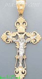 14K Gold Crucifix Cross Charm Pendant - Click Image to Close