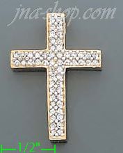 14K Gold CZ Cross Charm Pendant - Click Image to Close